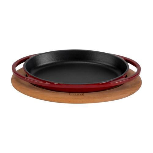 Oval Sahan Döküm Demir Yekpare Çift Kulplu Kayın Servis Ahşabı Ölçü 21x14cm.