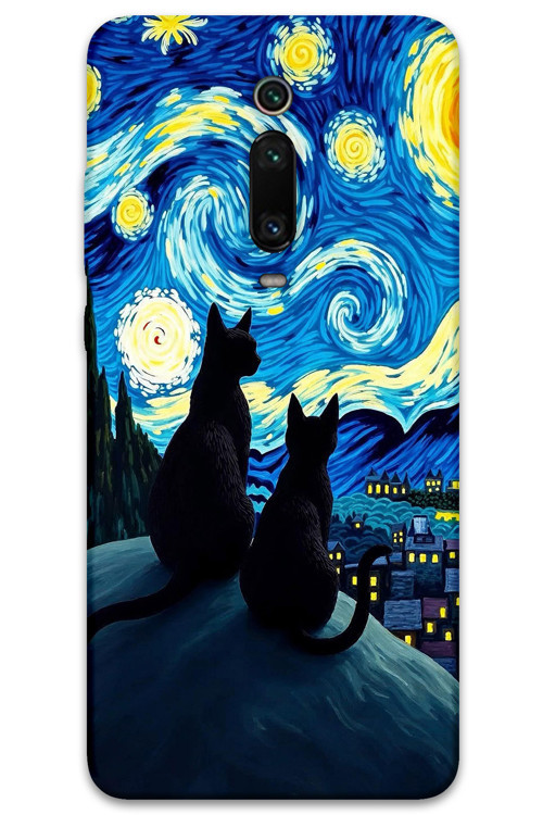 Xiaomi Mi 9T Uyumlu Kedi Desenli Telefon Kılıfı + Ekran Koruyucu - 5782