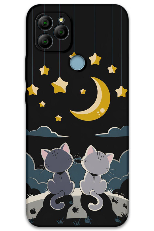 Gm 21 Uyumlu Kedi Desenli Telefon Kılıfı + Ekran Koruyucu - 5809