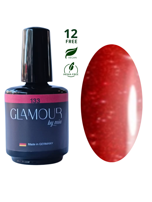 Glamour Simli Kırmızı Rengi Kalıcı Oje 133 TPO FREE