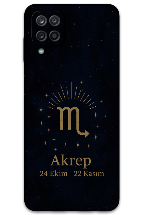 Galaxy A12 Uyumlu Akrep Burcu Desenli Telefon Kılıfı + Ekran Koruyucu - 5775