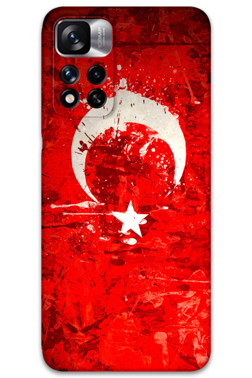 Xiaomi Redmi Note 11 Pro Plus 5G Uyumlu Türk Bayrağı Desenli Telefon Kılıfı + Ekran Koruyucu - 5847