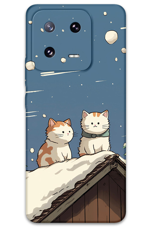 Xiaomi Mi 13 Pro Uyumlu Kedi Desenli Telefon Kılıfı + Ekran Koruyucu - 5780