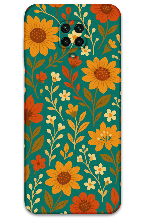 Xiaomi Redmi Note 9 Pro Uyumlu Çiçek Desenli Telefon Kılıfı + Ekran Koruyucu - 5786