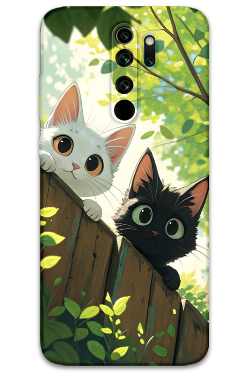 Xiaomi Redmi Note 8 Pro Uyumlu Kedi Desenli Telefon Kılıfı + Ekran Koruyucu - 5785