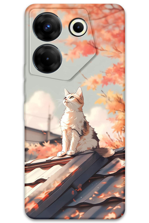 Tecno Camon 20 Pro 4G Uyumlu Kedi Desenli Telefon Kılıfı + Ekran Koruyucu - 5784