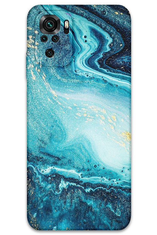 Xiaomi Redmi Note 10 Uyumlu Mermer Desenli Telefon Kılıfı + Ekran Koruyucu - 5818
