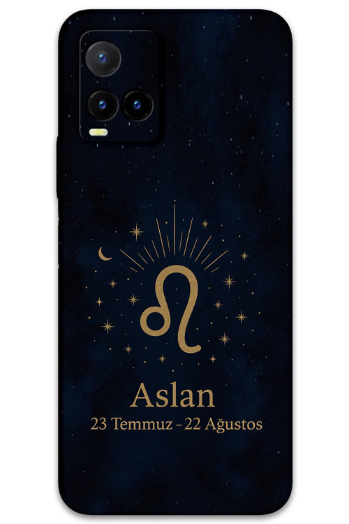 Vivo Y21S Uyumlu Aslan Burcu Desenli Telefon Kılıfı + Ekran Koruyucu - 5772