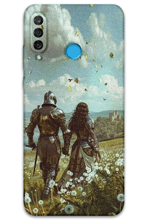 Huawei P30 Lite Uyumlu Retro Desenli Telefon Kılıfı + Ekran Koruyucu - 5843