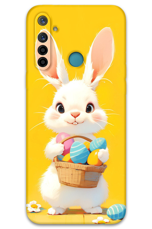 Realme 5İ Uyumlu Tavşan Desenli Telefon Kılıfı + Ekran Koruyucu - 5806