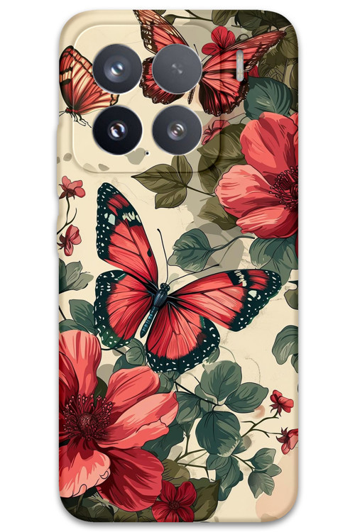 Xiaomi Mi 15 Uyumlu Kelebek Desenli Telefon Kılıfı + Ekran Koruyucu - 5795