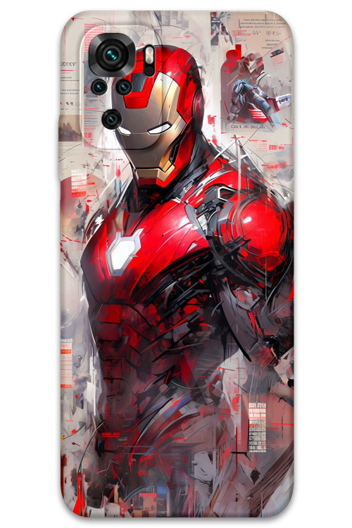Xiaomi Redmi Note 10 Uyumlu İronman Desenli Telefon Kılıfı + Ekran Koruyucu - 5828