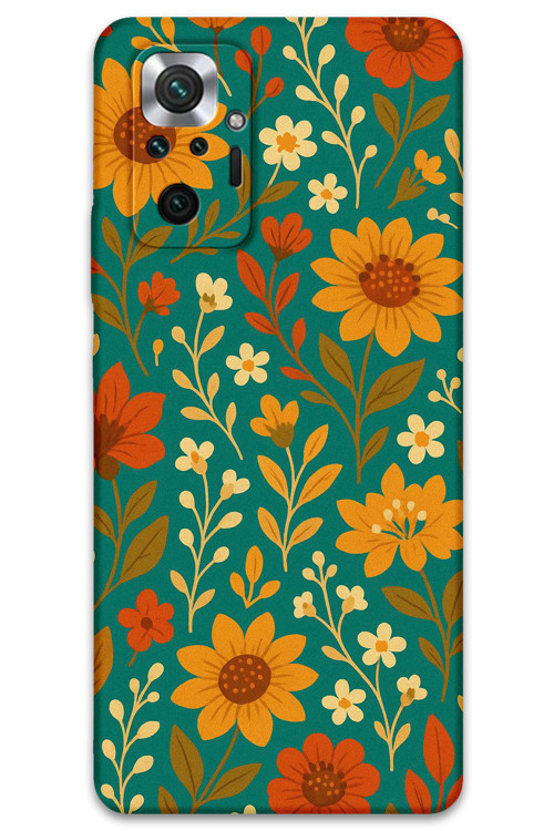 Xiaomi Redmi Note 10 Pro Uyumlu Çiçek Desenli Telefon Kılıfı + Ekran Koruyucu - 5786