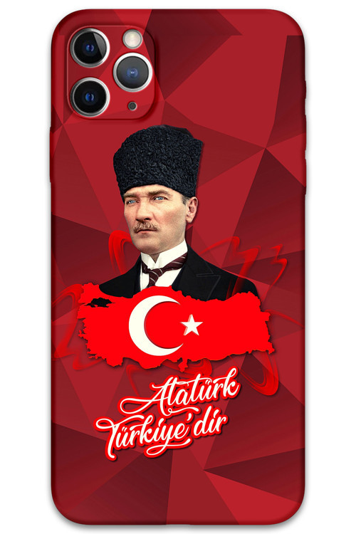 İphone 11 Pro Max Uyumlu Atatürk Desenli Telefon Kılıfı + Ekran Koruyucu - 5851