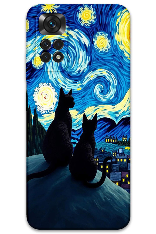 Xiaomi Redmi Note 11 Uyumlu Kedi Desenli Telefon Kılıfı + Ekran Koruyucu - 5782