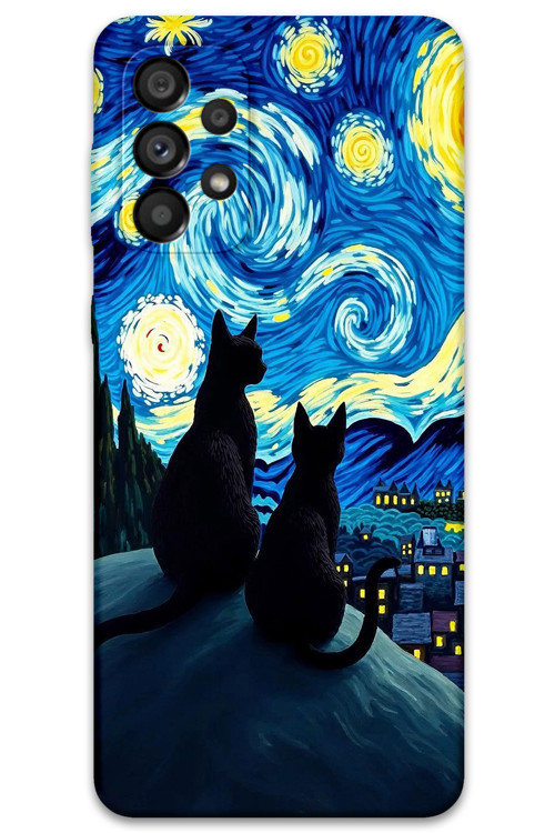 Galaxy A32 Uyumlu Kedi Desenli Telefon Kılıfı + Ekran Koruyucu - 5782