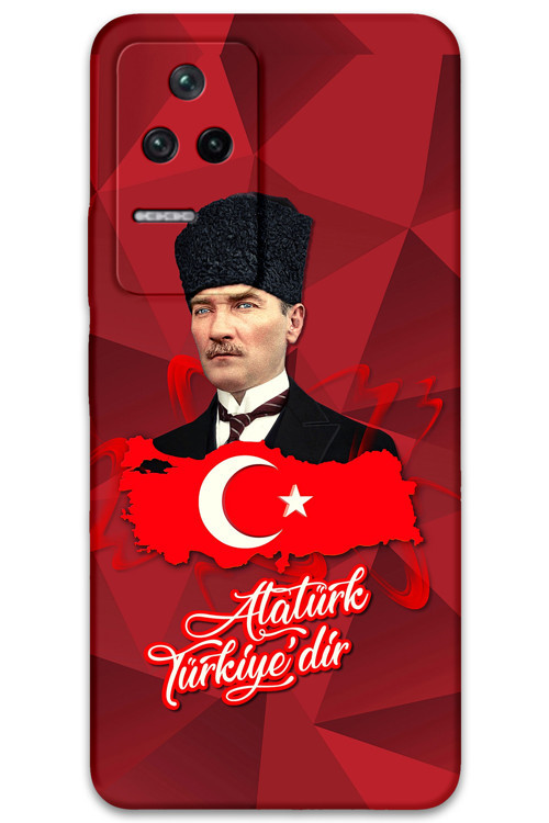 Poco F4 Uyumlu Atatürk Desenli Telefon Kılıfı + Ekran Koruyucu - 5851