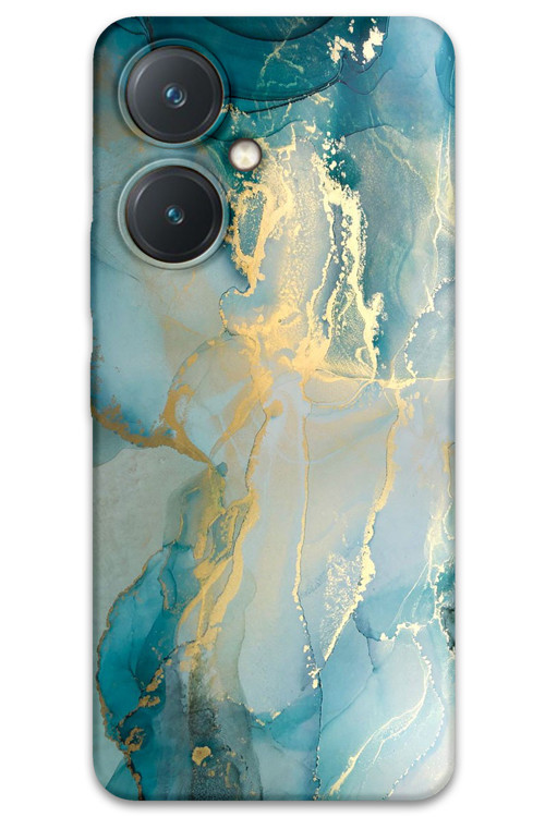 Vivo Y27 Uyumlu Mermer Desenli Telefon Kılıfı + Ekran Koruyucu - 5814