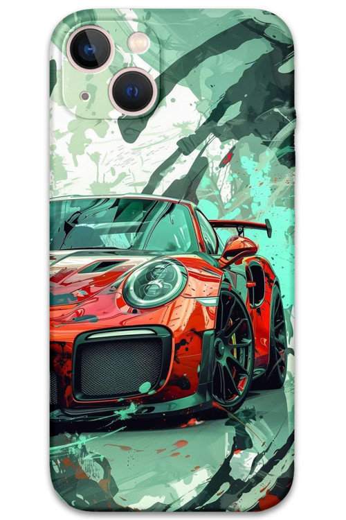 İphone 13 Uyumlu Araba Desenli Telefon Kılıfı + Ekran Koruyucu - 5765
