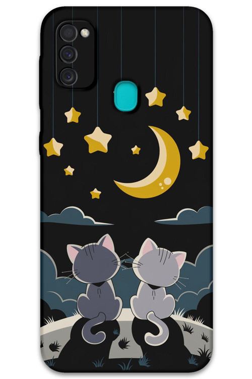 Galaxy M21 Uyumlu Çilek Desenli Telefon Kılıfı + Ekran Koruyucu - 5804