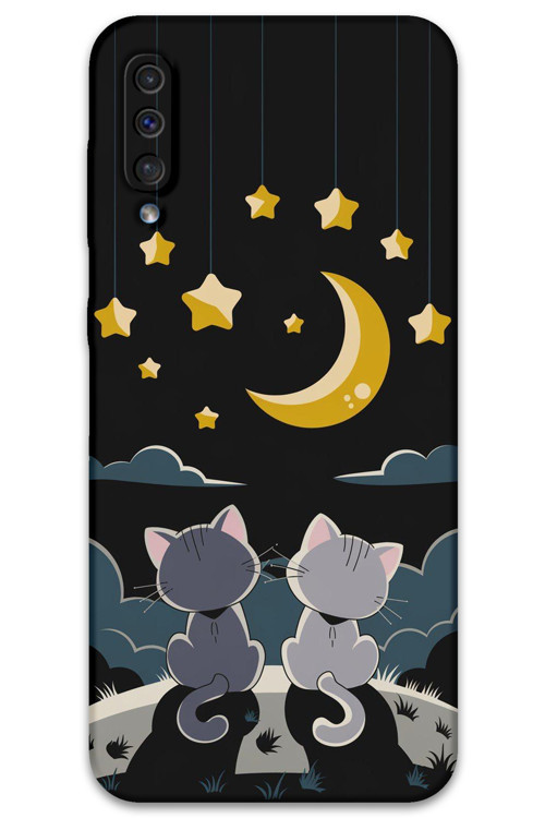 Galaxy A70 Uyumlu Kedi Desenli Telefon Kılıfı + Ekran Koruyucu - 5809