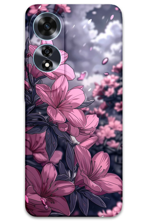 Oppo A60 Uyumlu Çiçek Desenli Telefon Kılıfı + Ekran Koruyucu - 5796