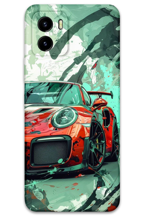 Vivo Y15S Uyumlu Araba Desenli Telefon Kılıfı + Ekran Koruyucu - 5765