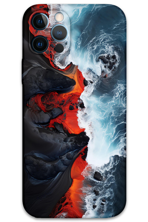 İphone 12 Pro Max Uyumlu Mermer Desenli Telefon Kılıfı + Ekran Koruyucu - 5811