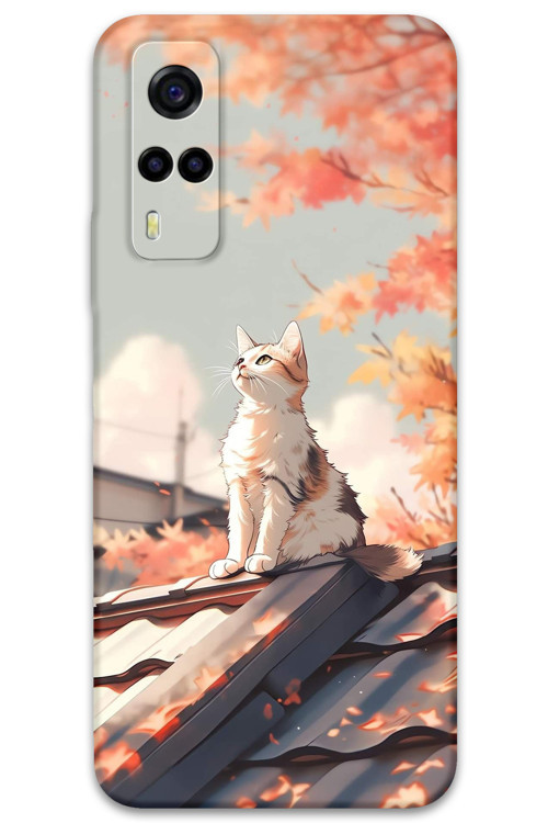 Vivo Y53S Uyumlu Kedi Desenli Telefon Kılıfı + Ekran Koruyucu - 5784