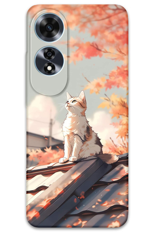 Oppo A60 Uyumlu Kedi Desenli Telefon Kılıfı + Ekran Koruyucu - 5784
