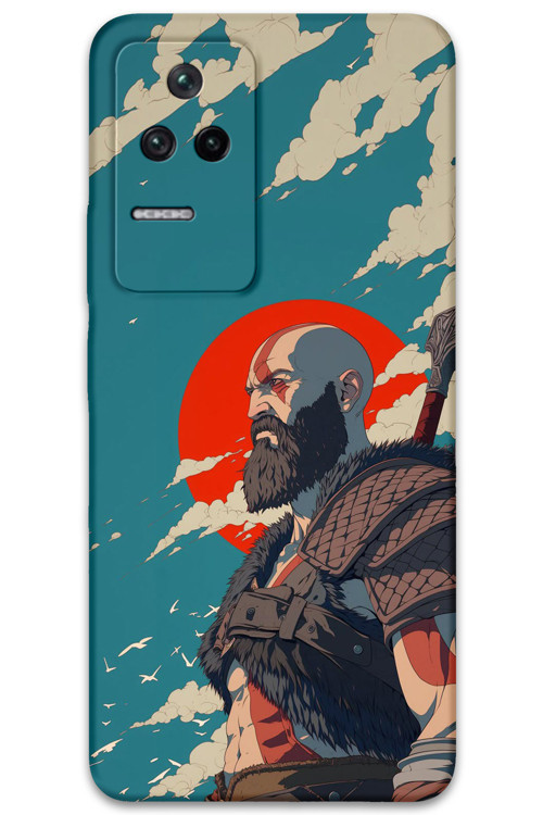 Poco F4 Uyumlu Kratos Desenli Telefon Kılıfı + Ekran Koruyucu - 5824
