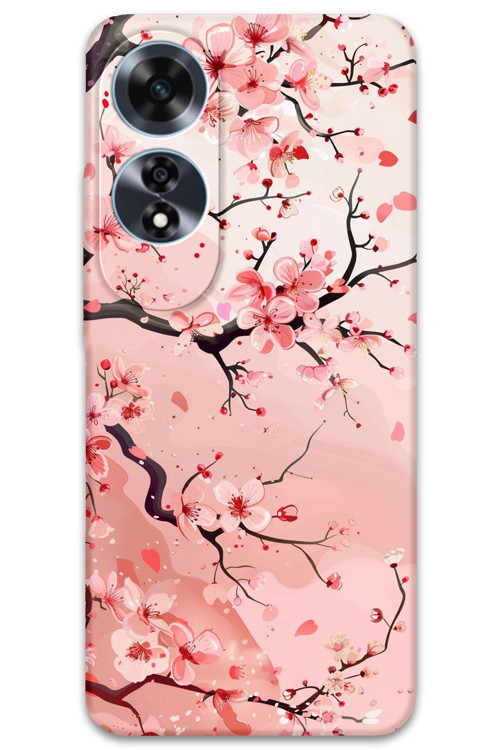 Oppo A60 Uyumlu Çiçek Desenli Telefon Kılıfı + Ekran Koruyucu - 5805
