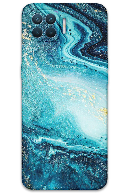 Oppo A73 Uyumlu Mermer Desenli Telefon Kılıfı + Ekran Koruyucu - 5818