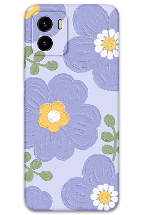 Vivo Y15S Uyumlu Çiçek Desenli Telefon Kılıfı + Ekran Koruyucu - 5799