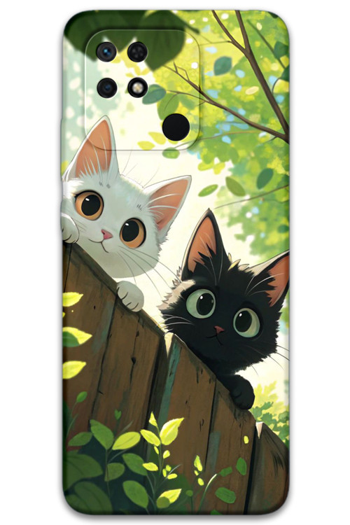 Poco C40 Uyumlu Kedi Desenli Telefon Kılıfı + Ekran Koruyucu - 5785