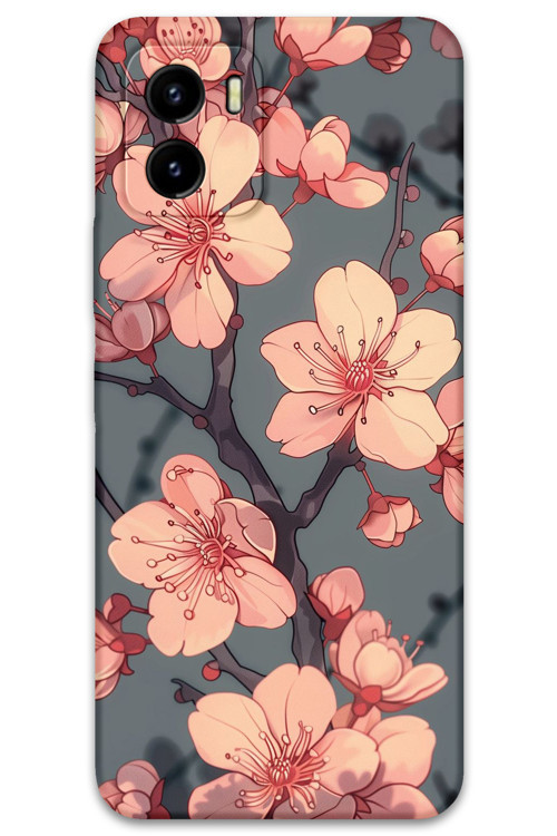 Vivo Y15S Uyumlu Çiçek Desenli Telefon Kılıfı + Ekran Koruyucu - 5801