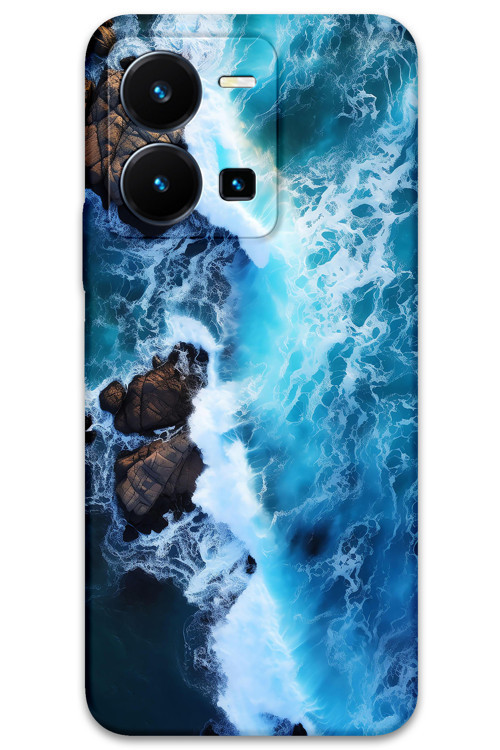 Vivo Y35 Uyumlu Mermer Desenli Telefon Kılıfı + Ekran Koruyucu - 5810