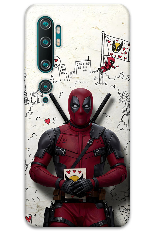 Xiaomi Mi Note 10 Uyumlu Deadpool Desenli Telefon Kılıfı + Ekran Koruyucu - 5927