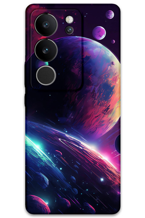 Vivo V29 Uyumlu Uzay Desenli Telefon Kılıfı + Ekran Koruyucu - 5862