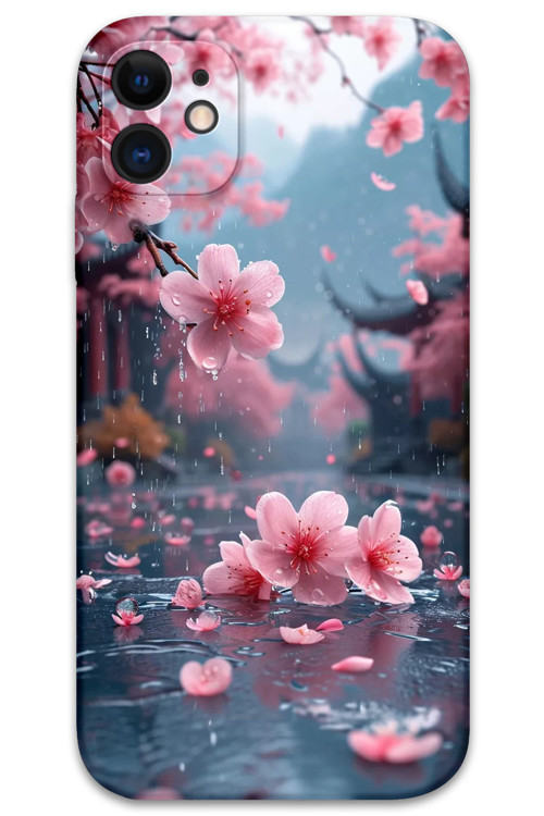 İphone 11 Uyumlu Çiçek Desenli Telefon Kılıfı + Ekran Koruyucu - 5794