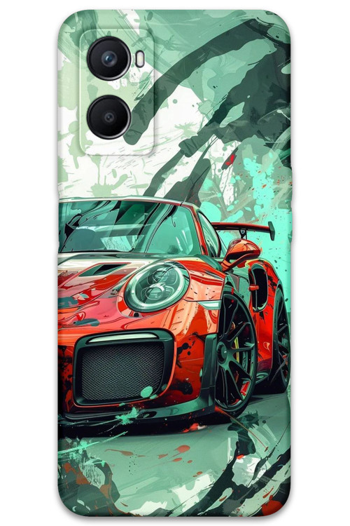 Oppo A96 Uyumlu Araba Desenli Telefon Kılıfı + Ekran Koruyucu - 5765