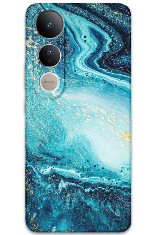Vivo V50 Lite 4G Uyumlu Mermer Desenli Telefon Kılıfı + Ekran Koruyucu - 5818