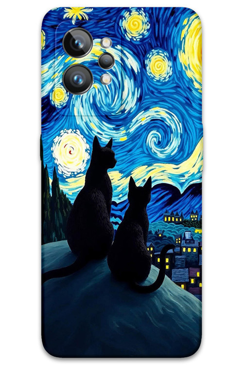 Realme Gt 2 Uyumlu Kedi Desenli Telefon Kılıfı + Ekran Koruyucu - 5782