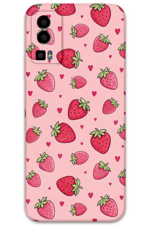 Gm 23 Uyumlu Çilek Desenli Telefon Kılıfı + Ekran Koruyucu - 5804