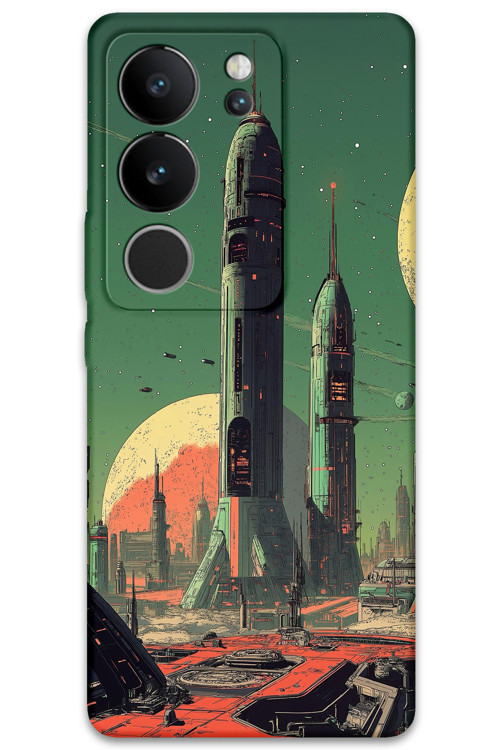 Vivo V29 Uyumlu Uzay Desenli Telefon Kılıfı + Ekran Koruyucu - 5870
