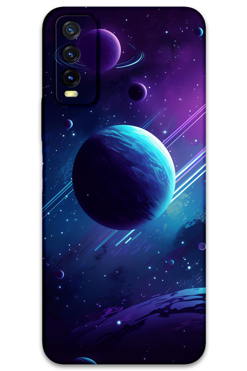 Vivo Y20S Uyumlu Uzay Desenli Telefon Kılıfı + Ekran Koruyucu - 5866