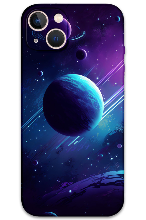 İphone 14 Uyumlu Uzay Desenli Telefon Kılıfı + Ekran Koruyucu - 5866