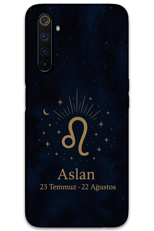 Realme 6 Pro Uyumlu Aslan Burcu Desenli Telefon Kılıfı + Ekran Koruyucu - 5772