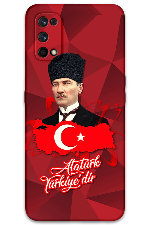 Realme 7 Pro Uyumlu Atatürk Desenli Telefon Kılıfı + Ekran Koruyucu - 5851