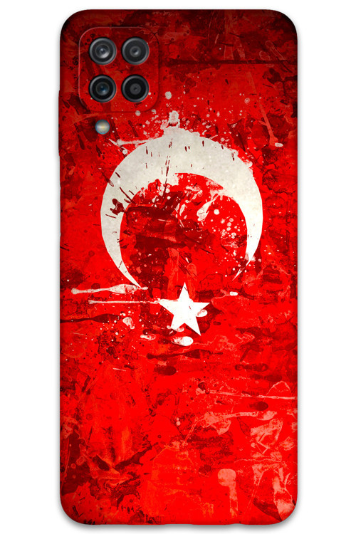 Galaxy A22 Uyumlu Türk Bayrağı Desenli Telefon Kılıfı + Ekran Koruyucu - 5847